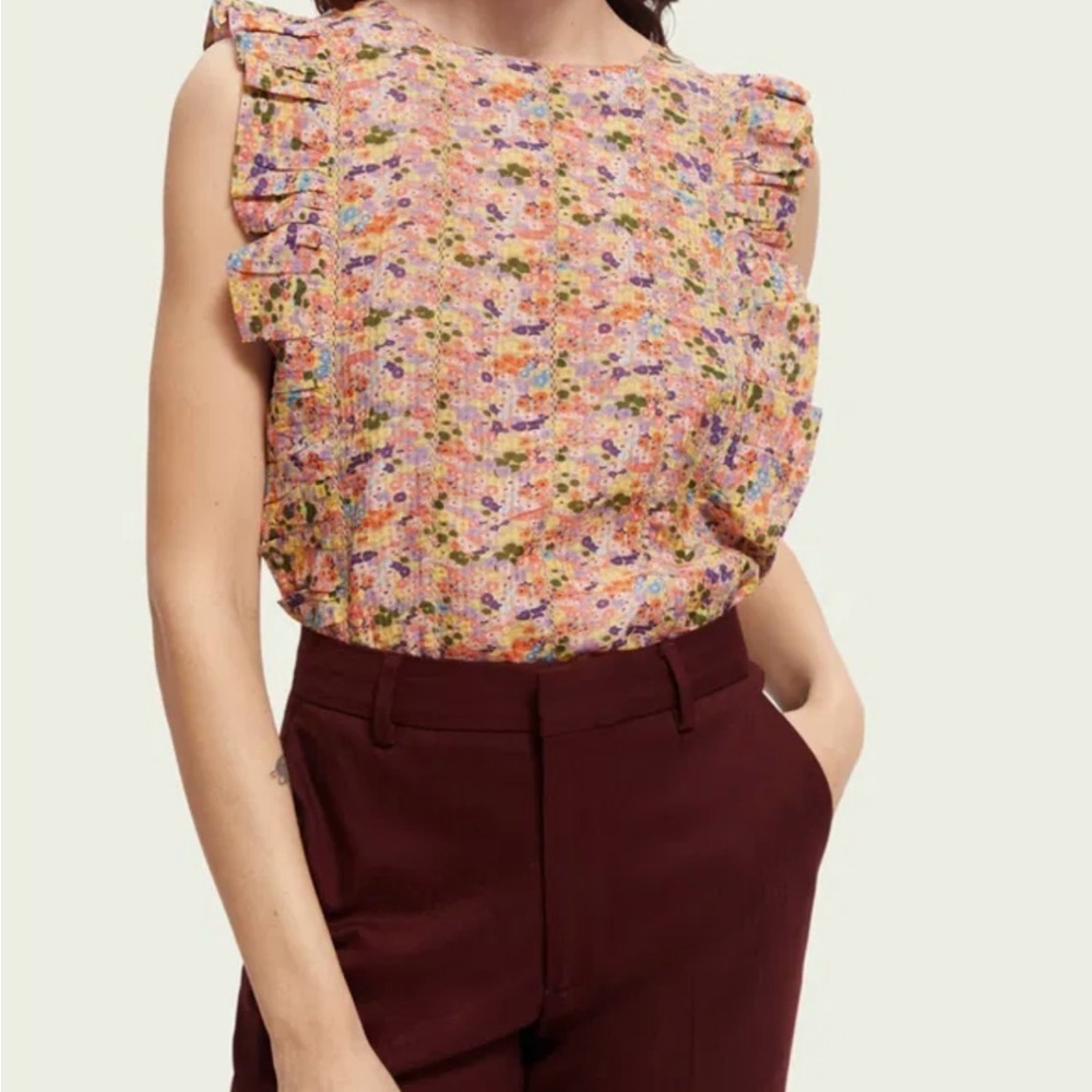 Scotch & Soda New Multicolor dainty Floral Ruffle Blouse size M